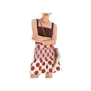 Maeve Brown and White Polka Dot Mini Skirt